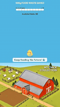 Pellets are spent and the chick grows to its next level.